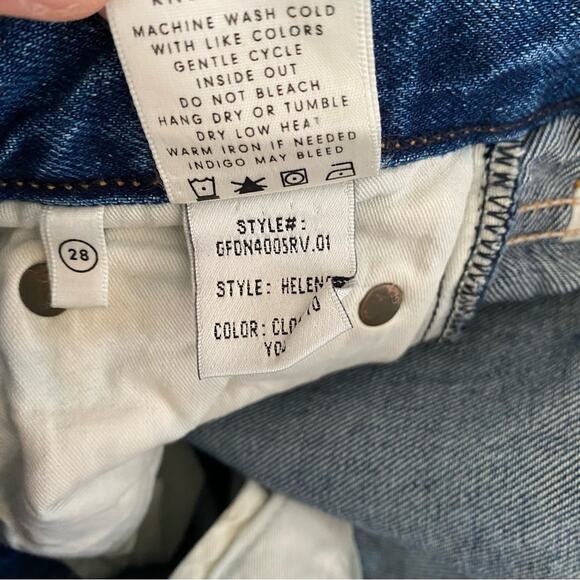 Grlfrnd Helena Crop Button Fly Jeans Raw Hem size 28 Designer High Rise - Picture 8 of 11